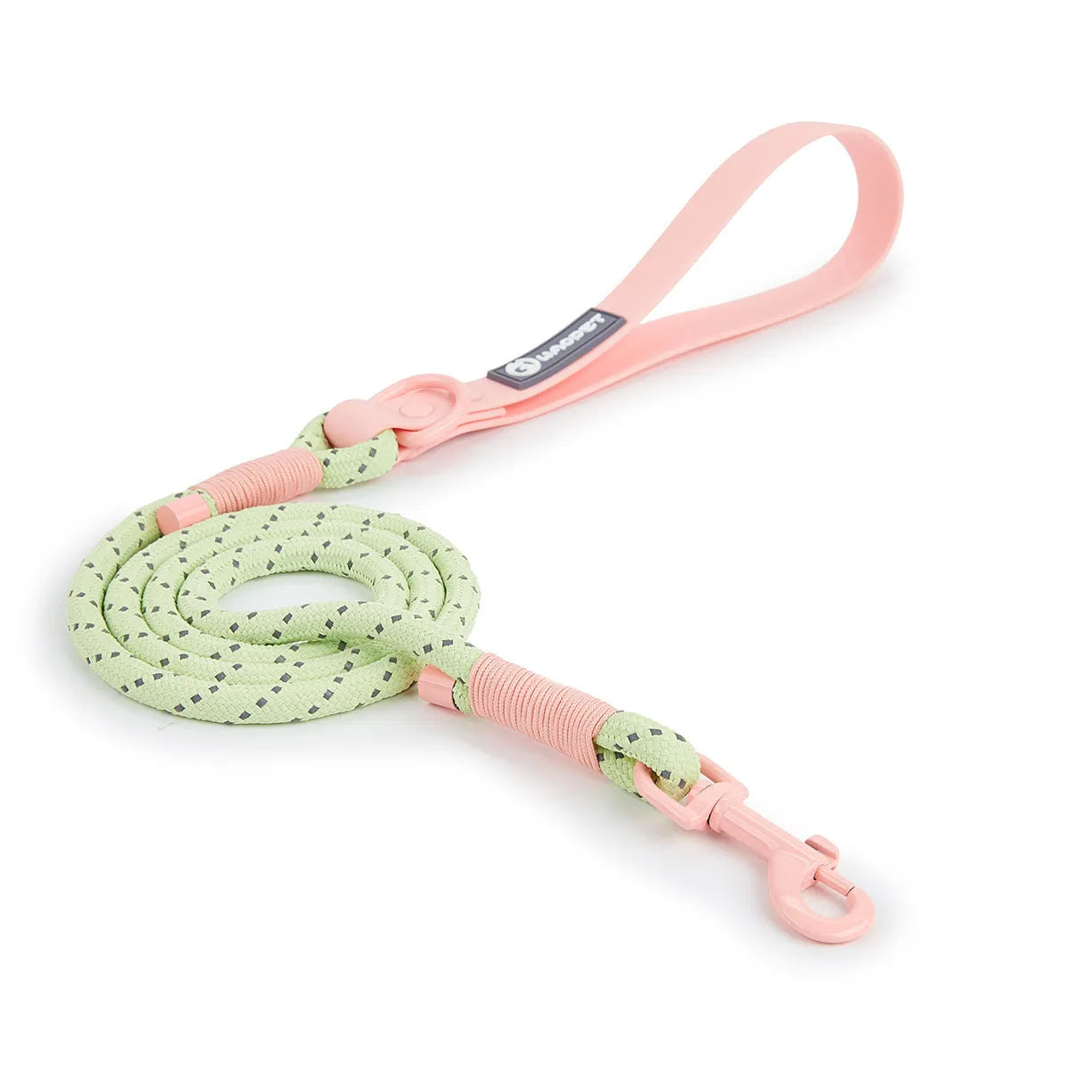 Solid colour PVC dog hand holding rope leash, 120cm long, in dark red purple yellow or taoyao green.