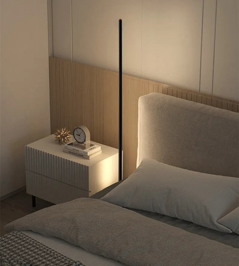 Vertical aluminum alloy floor lamp in modern simplicity style with USB power connection