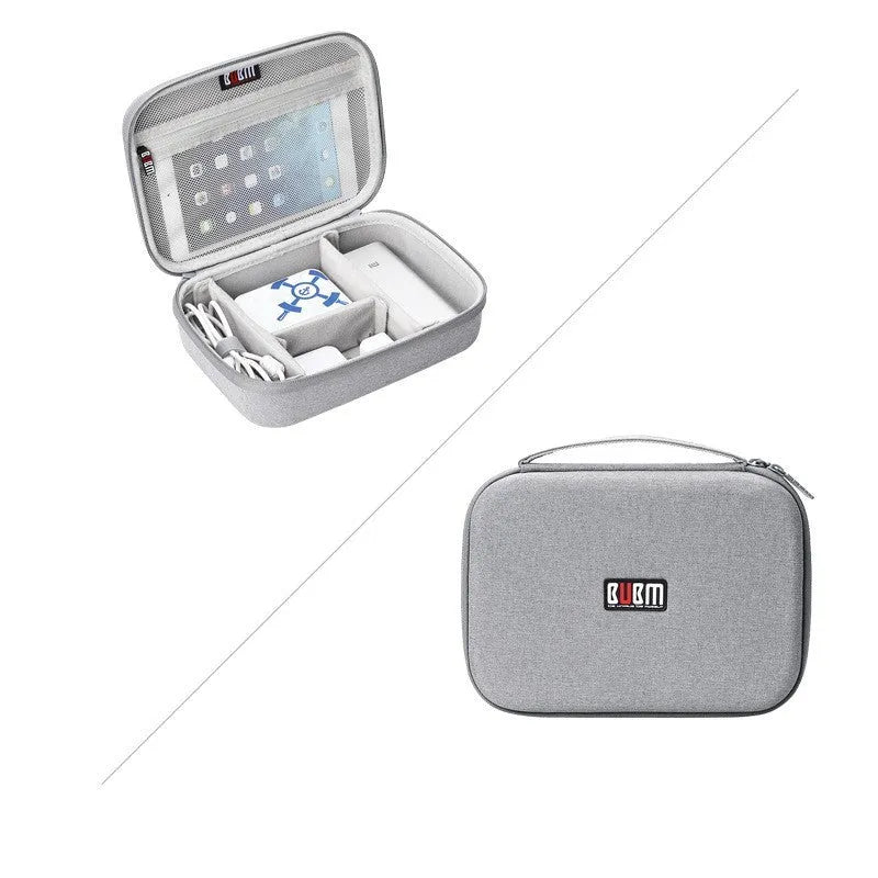 Black and Grey EVA digital storage bag for headphones and electronics accessories.
