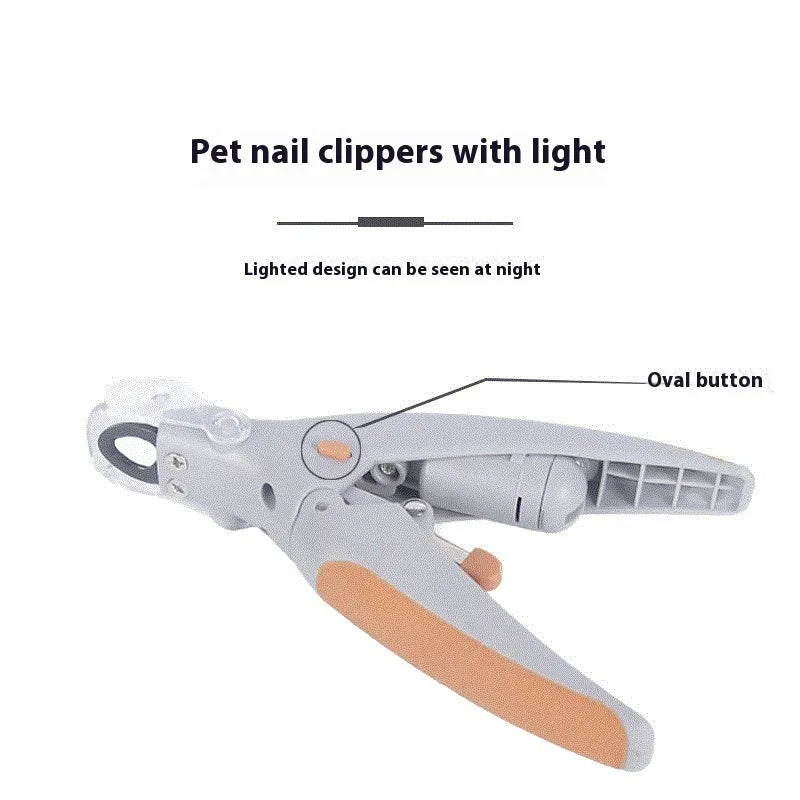 Dog nail trimmer with LED light, imitation blood line indicator, and visual confirmation screen