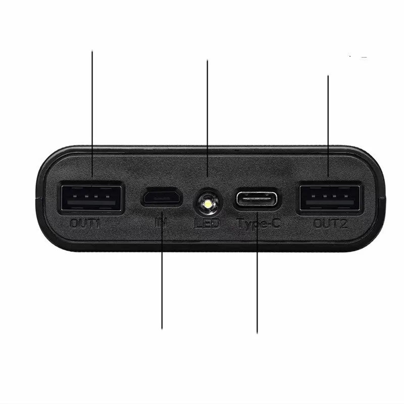 Digital display power bank DIY kit with plastic shell and circuit board for 18650 batteries