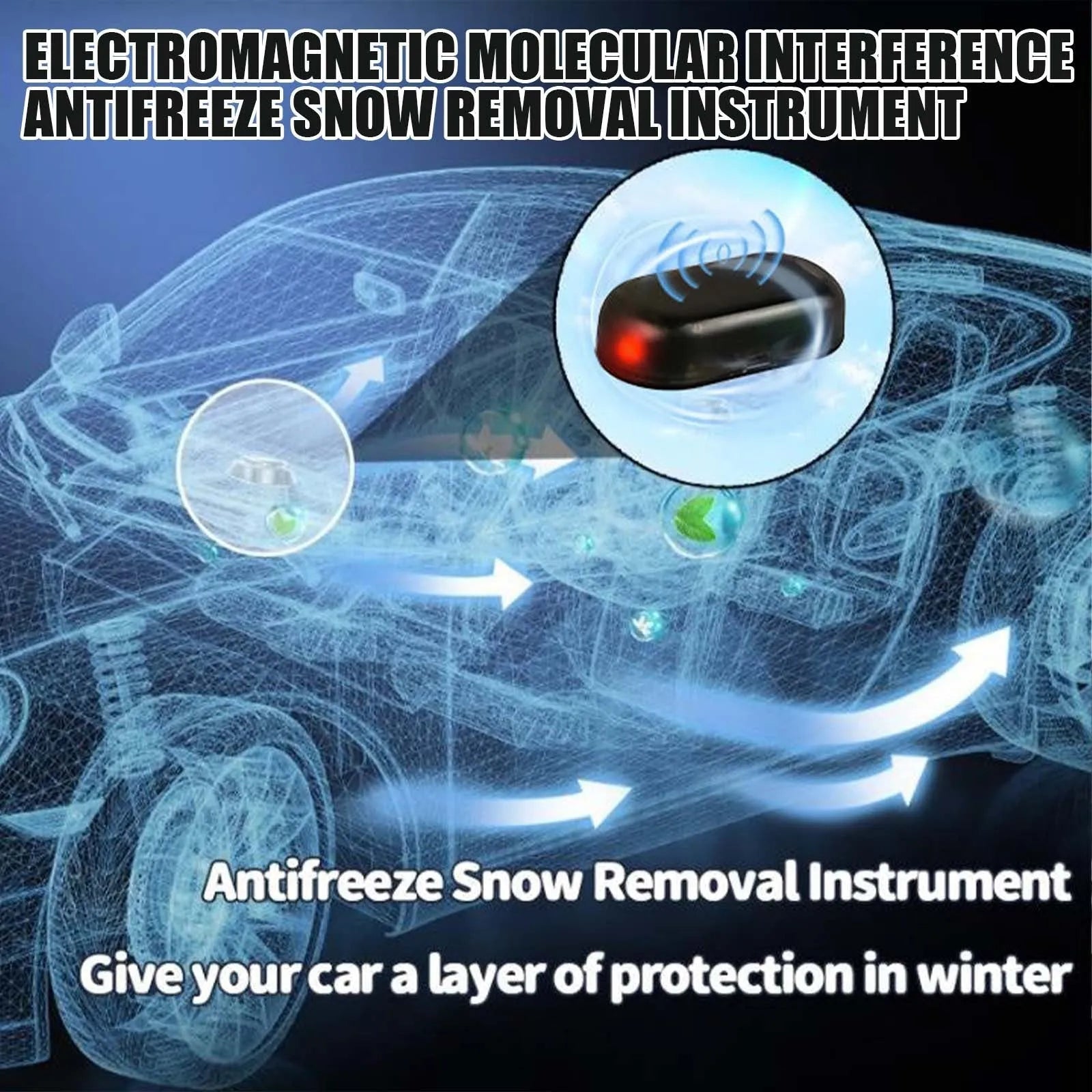 Black special glass car de-icer tool for winter ice and snow removal measuring 5cm long