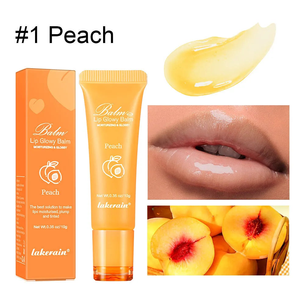 Women's fruity flavour lip gloss in yellow peach, berry, pomelo, and grape options