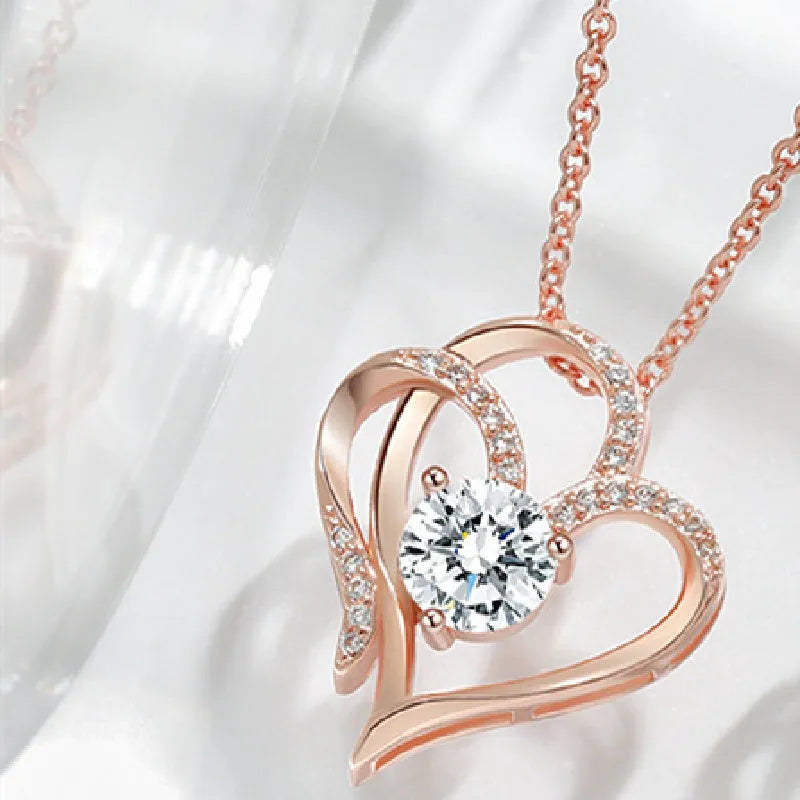 Women's 925 silver heart pendant necklace with gold plating options