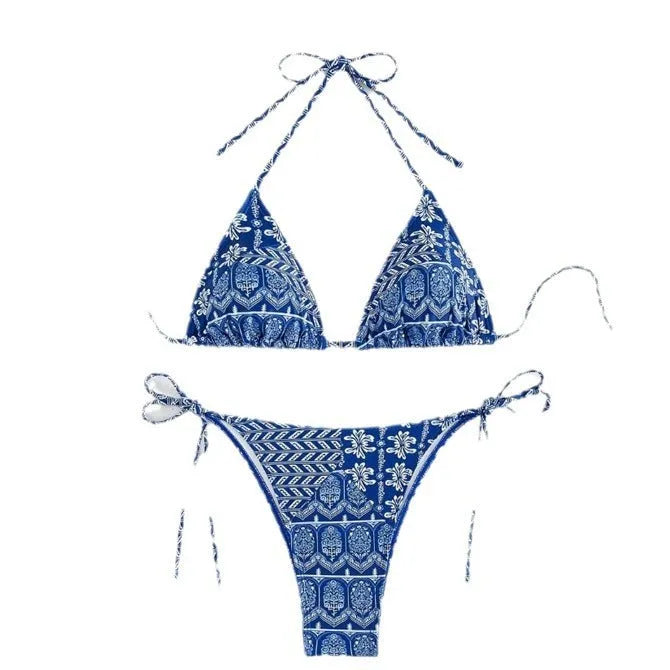 Women's bandage swimsuit with split bikini printing in polyester fabric