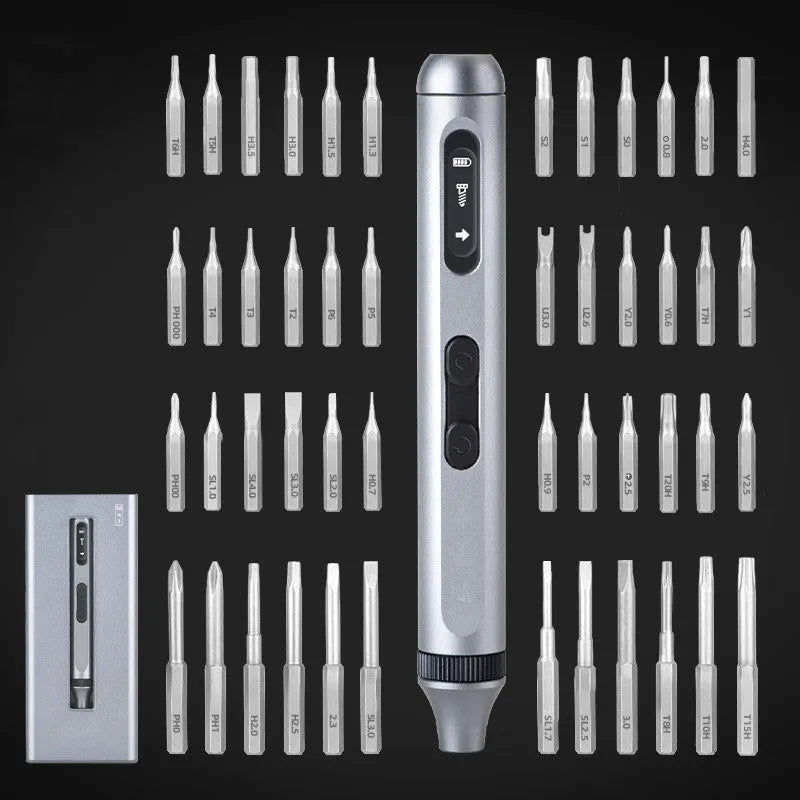 Compact electric screwdriver with aluminium alloy handle showing 134.5mm length