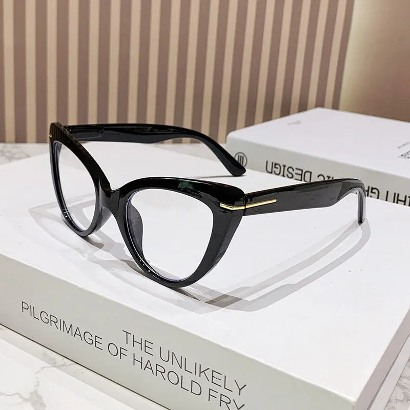 Women's cat eye reading glasses with floral pattern frame and prescription lenses for elderly wearers