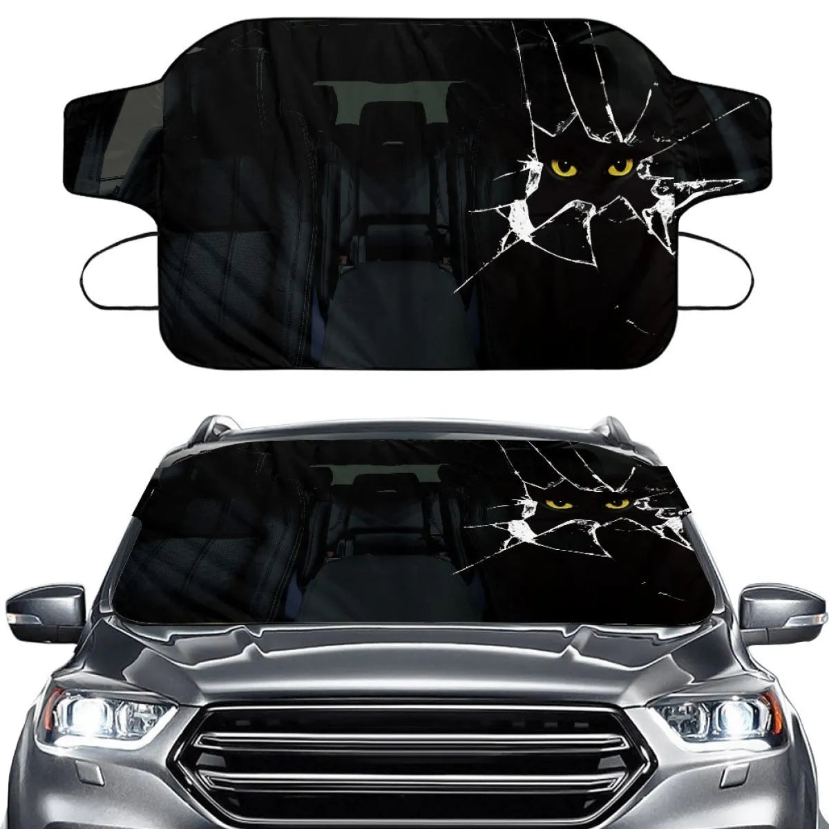 Car front gear snow protection cover with aluminium foil fabric and lanyard installation, size Dog 130 70