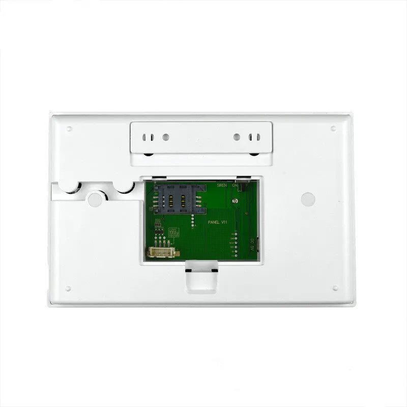 Intelligent WiFi GSM Touch Button Household Alarm Host unit with display and touch controls.