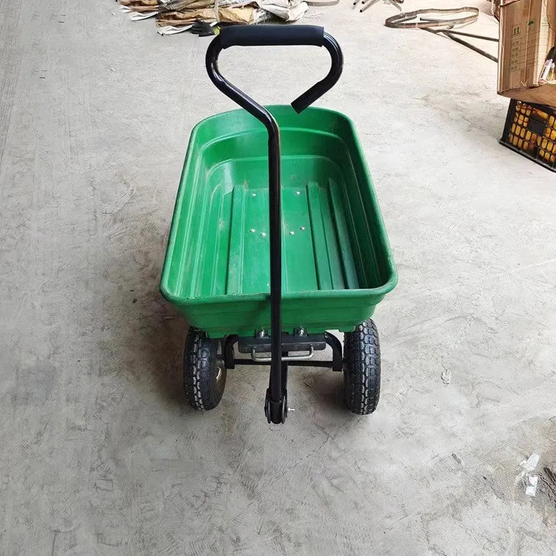 Green four-wheel plastic dump truck model TC2145 with steel PP construction and dump bed