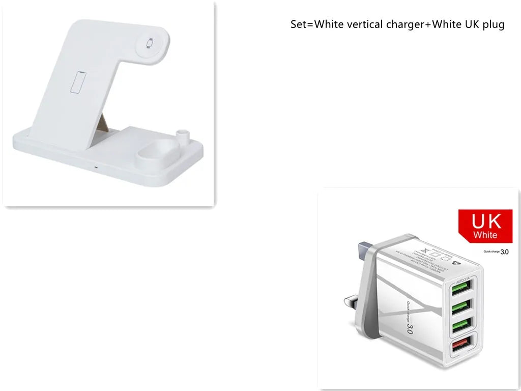 4-in-1 wireless charging station with adjustable stand for Apple Watch, iPhone, AirPods, and Apple Pencil