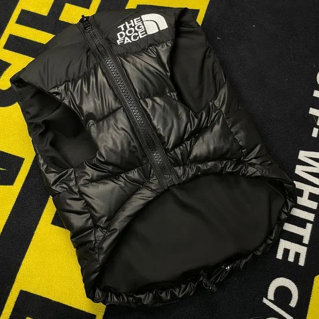 Black dogface down vest for dogs, thick warm autumn winter pet clothing, sizes S-XXL