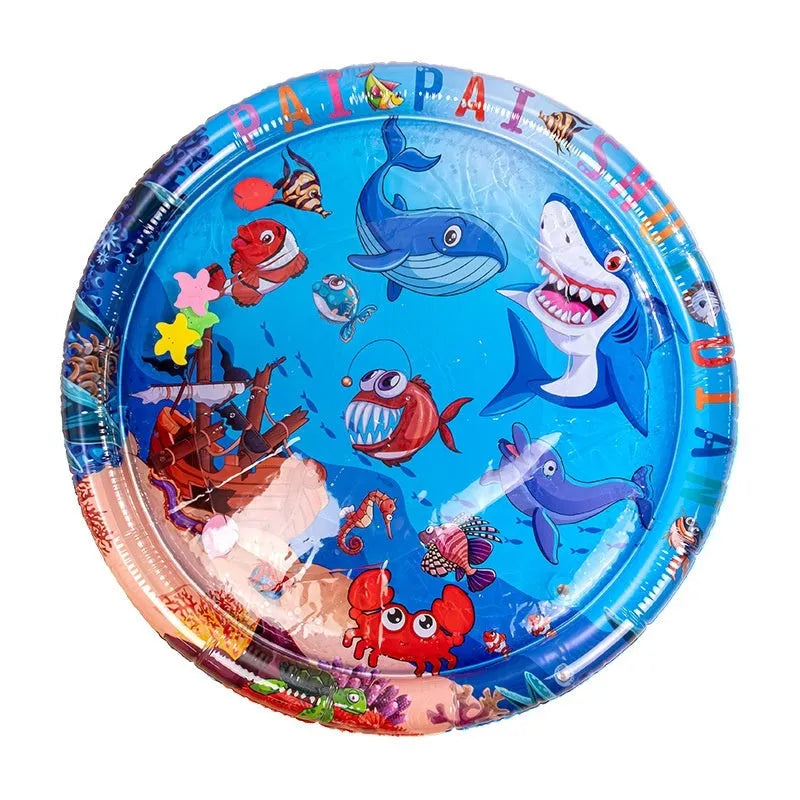 PVC inflatable water bed cooling mattress for cats showing dolphin or shark design options