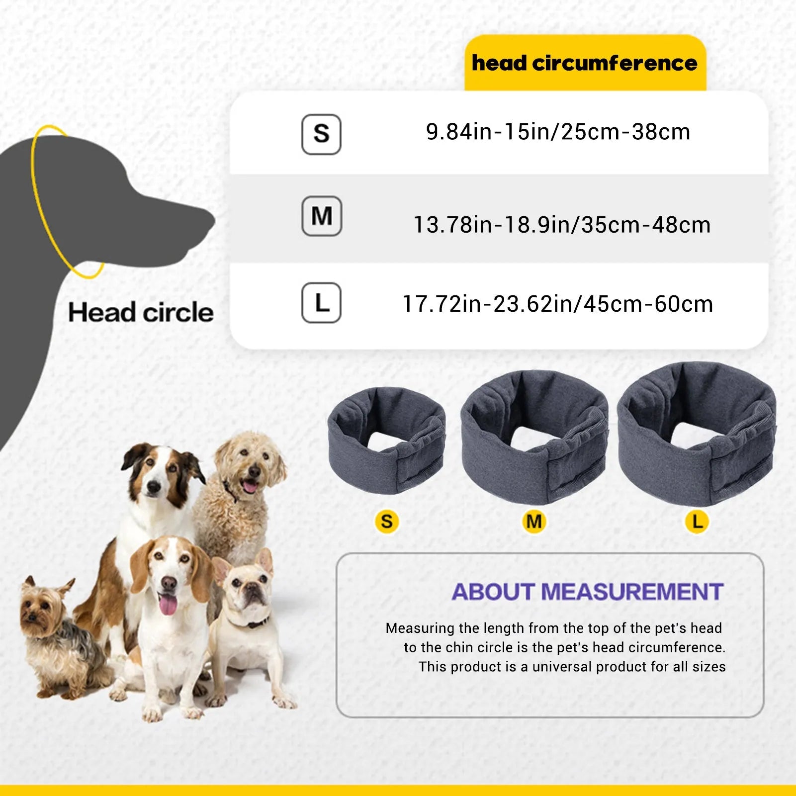 Dog wearing black calming hoodie covering ears with hair protection and scarf function