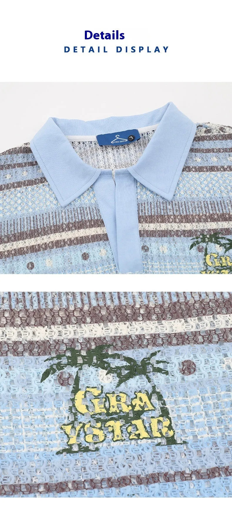 Men's printed leisure shirt in blue with short sleeves and loose fit