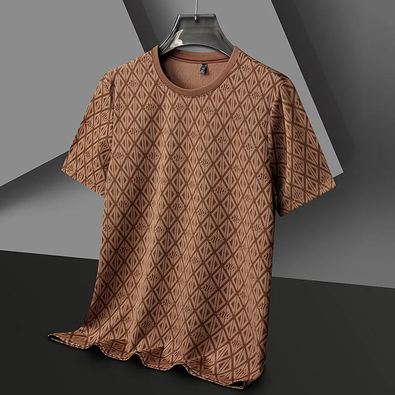 Men's loose fit short sleeve T-shirt in antibacterial ice silk fabric available in four colours