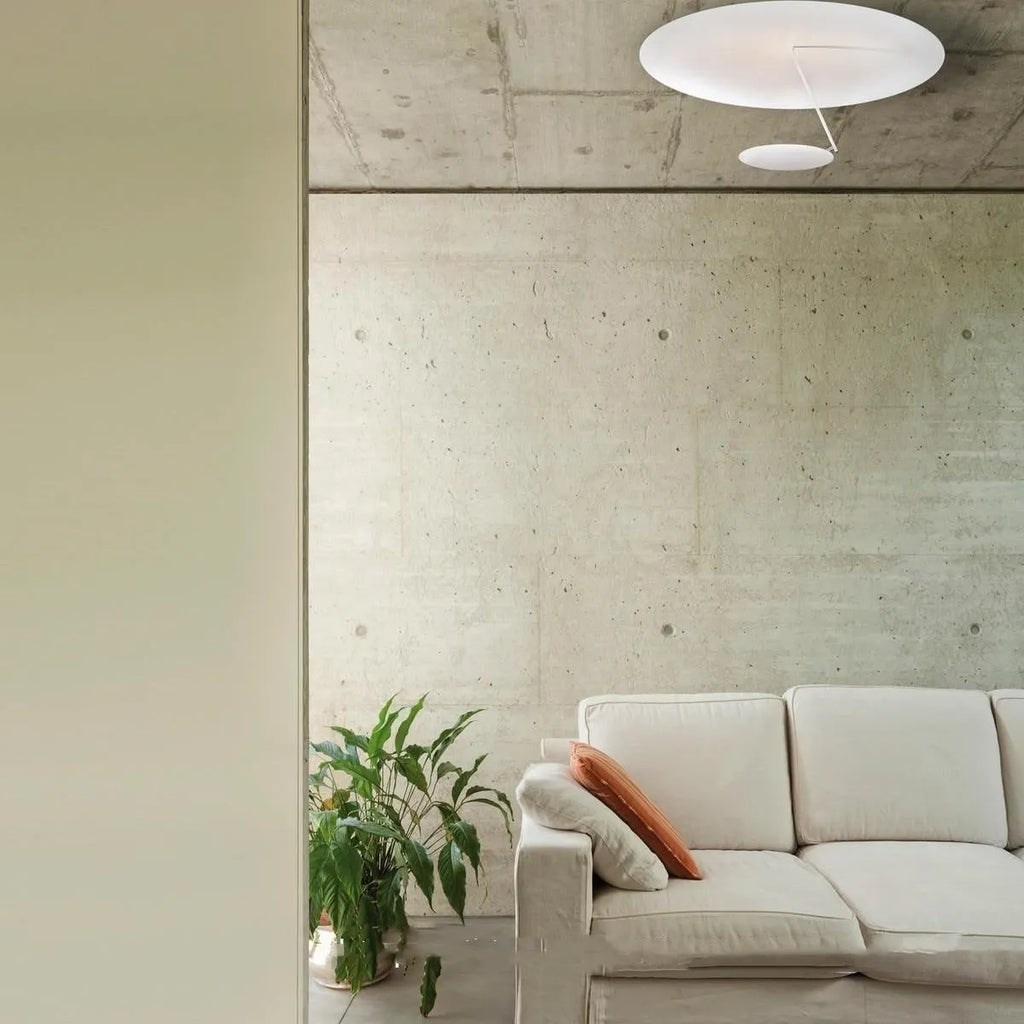Creative iron art chandelier ceiling lamp in white or white gold, 50cm diameter with warm LED light.
