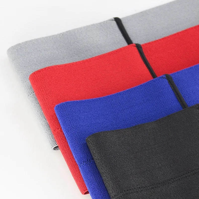 Elastic elbow support bandage for boxing, shown in red, available in S, M, L sizes