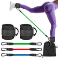 TPE resistance band set with three tension levels and foot loops for fitness exercises