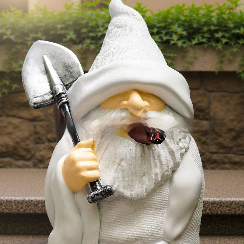 Christmas garden smoking shovel dwarf resin craft ornament for outdoor decoration