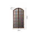 Terrace distressed fake window wall mirror with wooden glass frame in log colour, A316 style