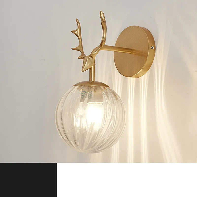 Nordic style round glass wall lamp with minimalist design and E27 bulb fitting