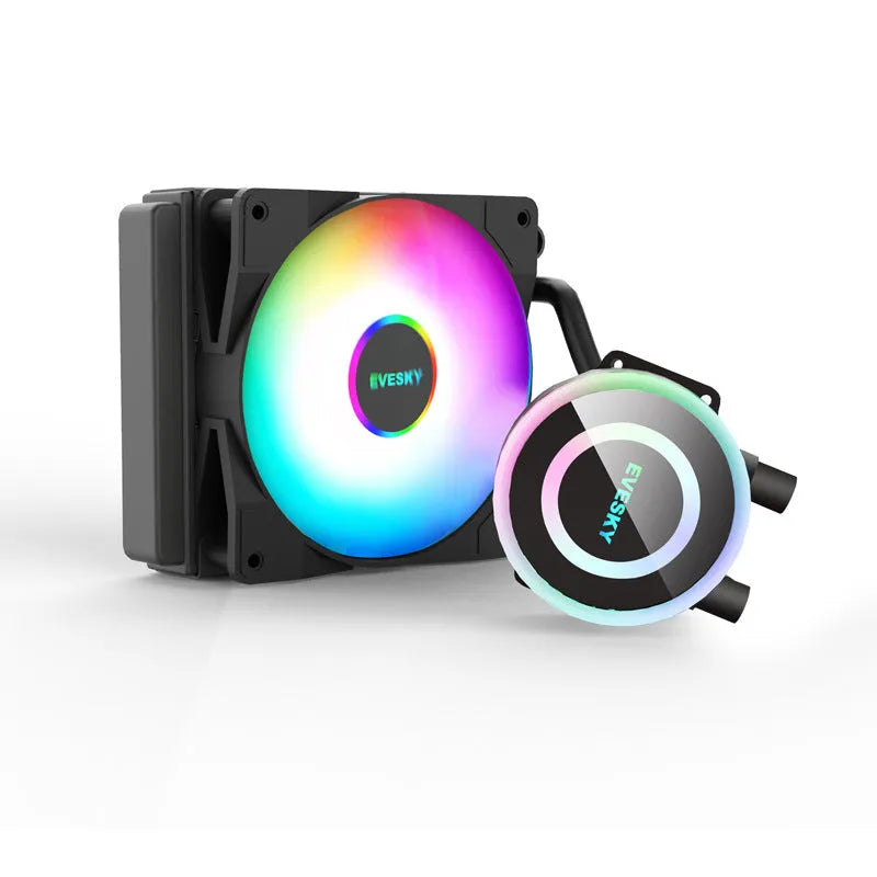 CPU radiator cooling fan with RGB lighting in aluminium construction for gaming PC