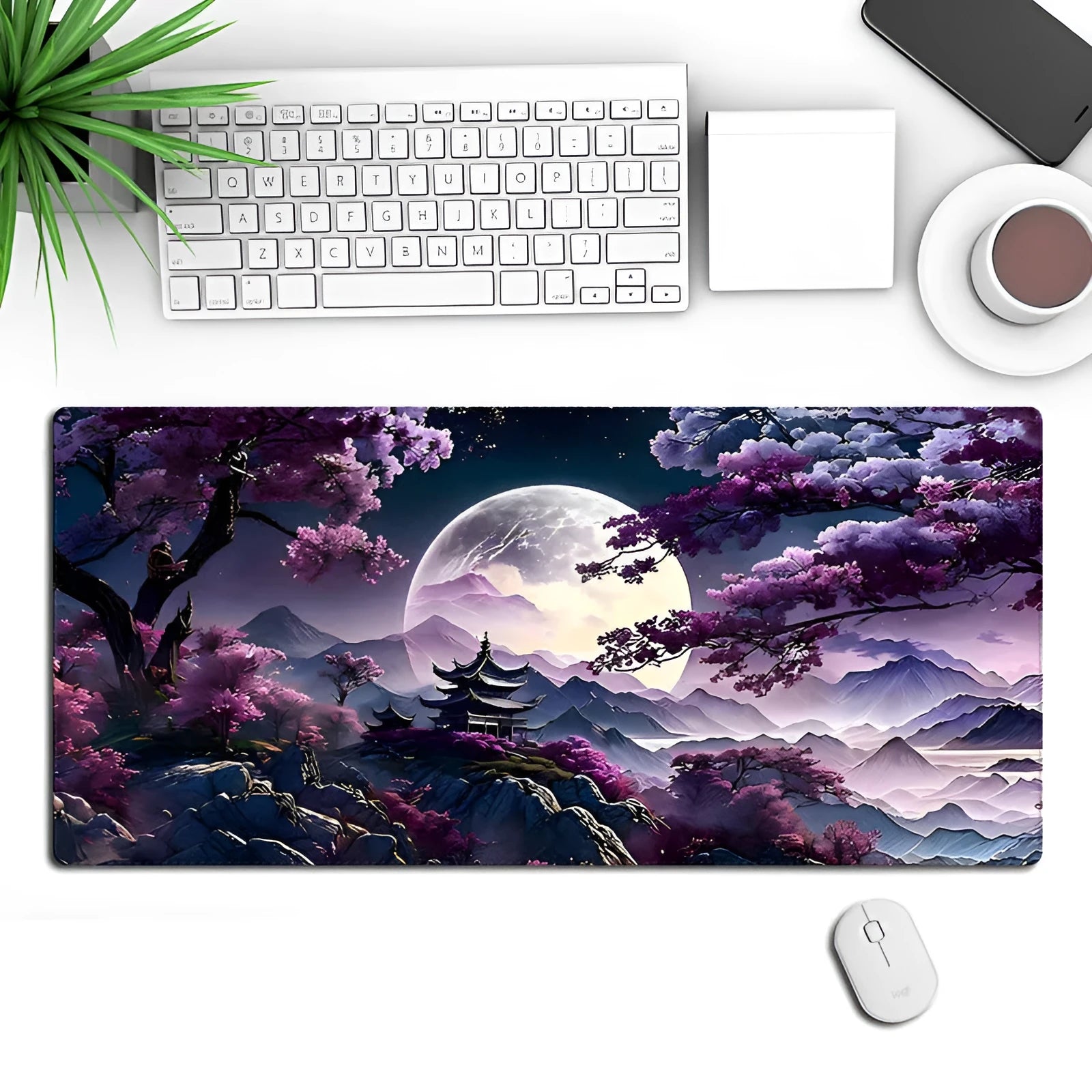 Large 400x900mm gaming desk mat with precision lock edge and printed pattern on non-slip rubber cloth surface