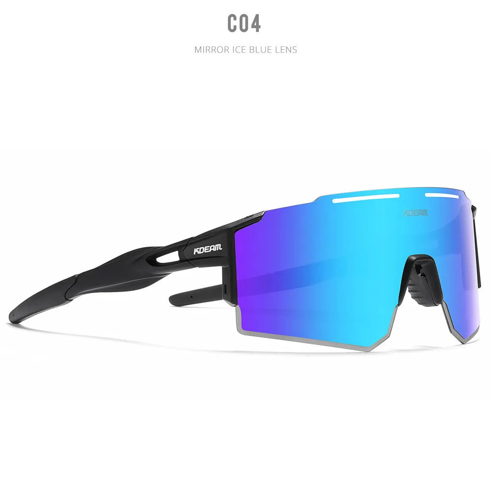 Polarised cycling sunglasses with frameless ultralight TR90 frames in a sporty style.