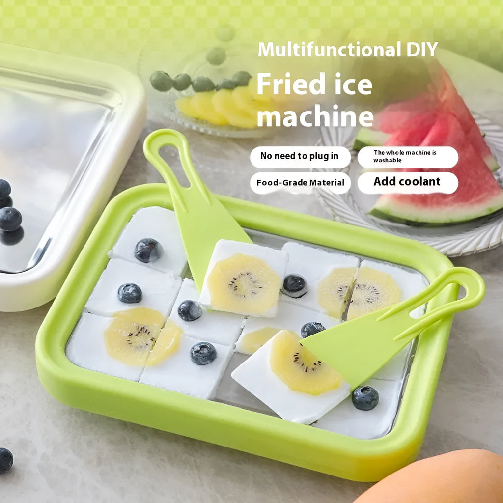 Manual fried yogurt machine for DIY ice cream making in green, pink, white, or rose red.