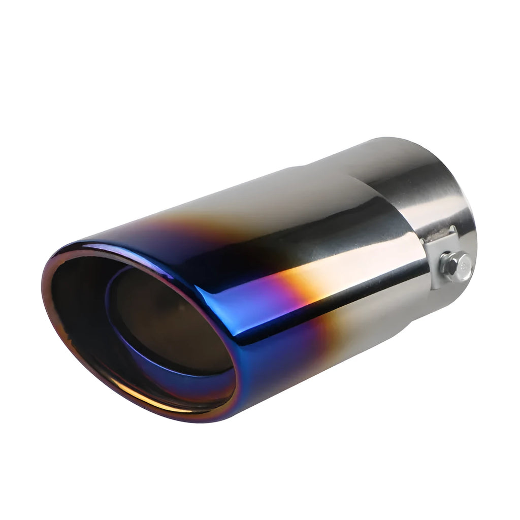 Stainless steel car exhaust tail pipe in straight and curved shapes with baked blue, silver, colourful finishes