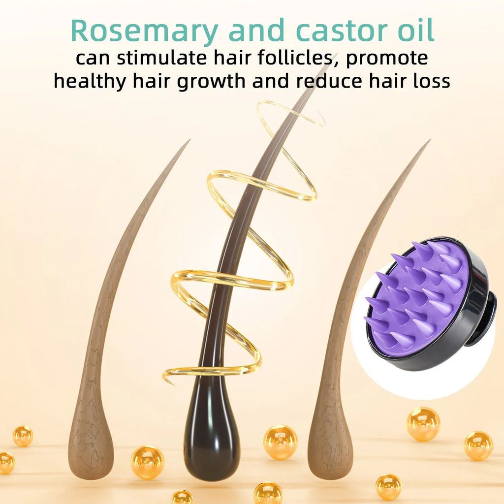 118ml bright yellow hair treatment oil bottle with massage brush for dense long hair care