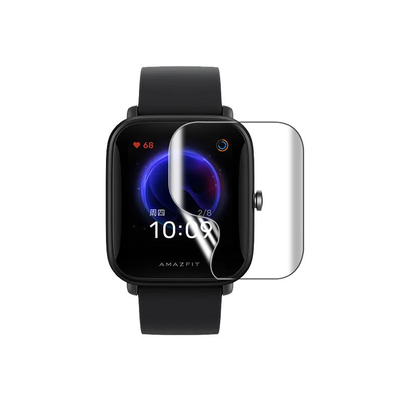 Full screen TPU hydrogel screen protector film for Amazfit Bip smartwatch.