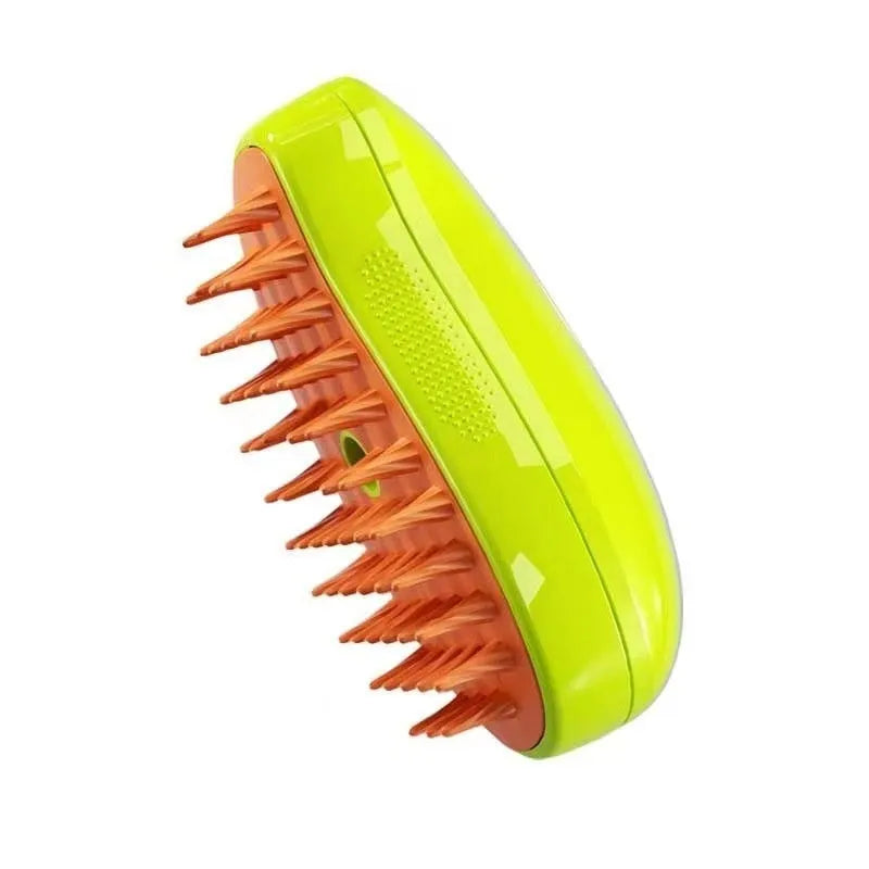 3-in-1 cat steam brush 9.6x7x5cm plastic pet grooming comb in green or yellow