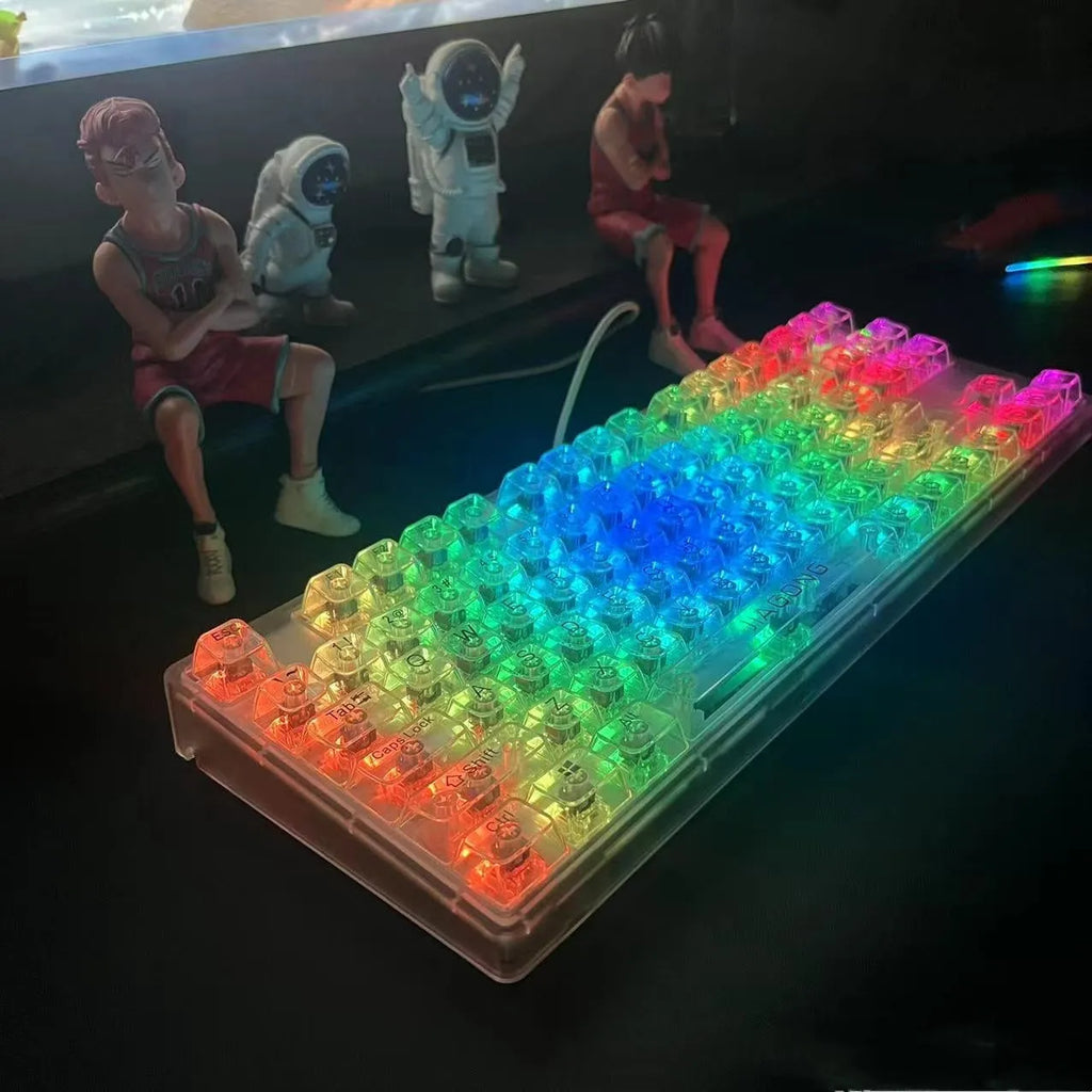 132 transparent plastic key caps for mechanical keyboard customisation with RGB lighting
