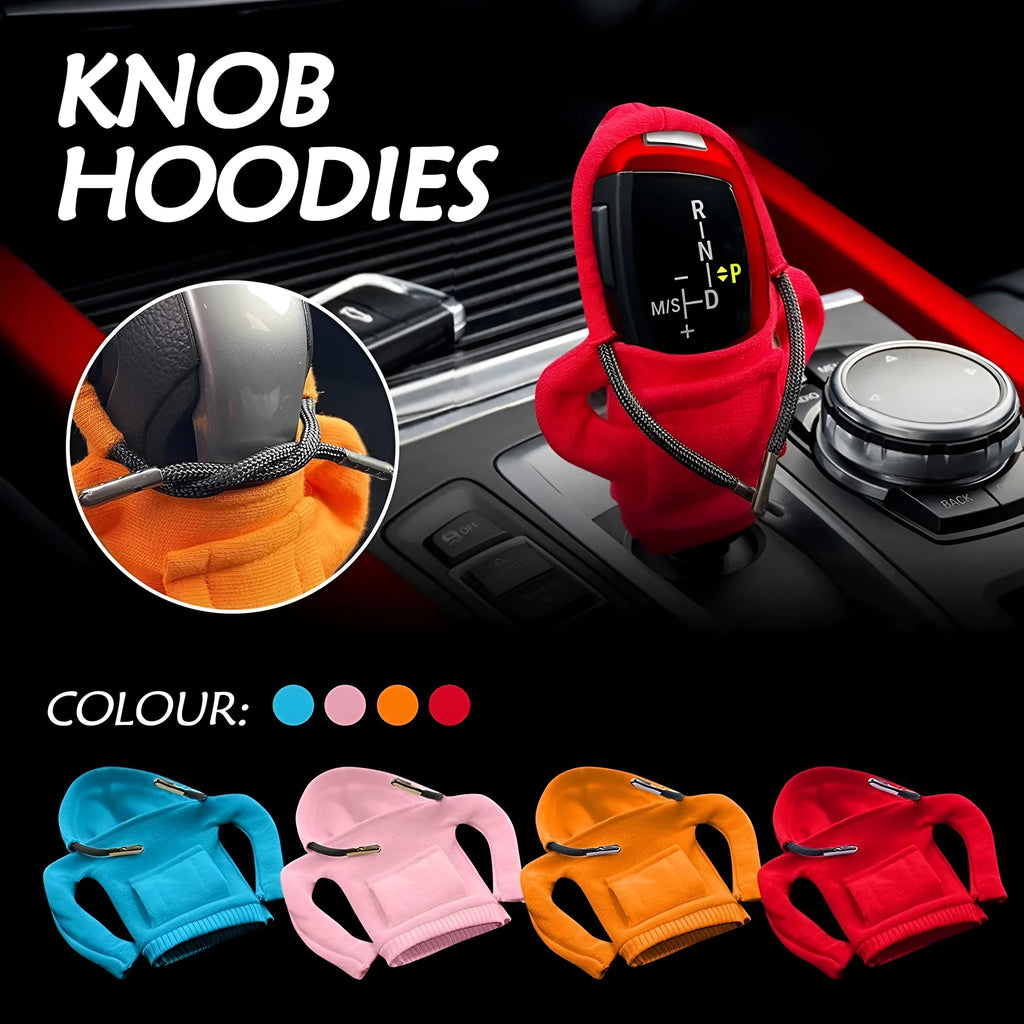 Cloth gear shift knob hoodie cover measuring 13cm by 8cm for car interior protection.
