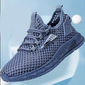 Men's beige mesh and synthetic leather sneaker with lace-up front and low flat heel