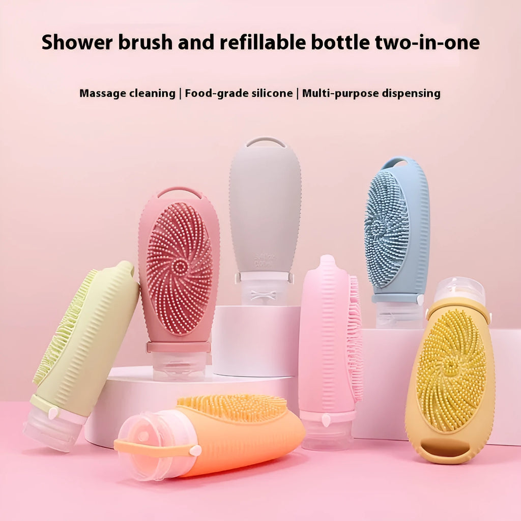 Silicone bath brush storage bottle in various colours with 100ml capacity for bathroom organisation