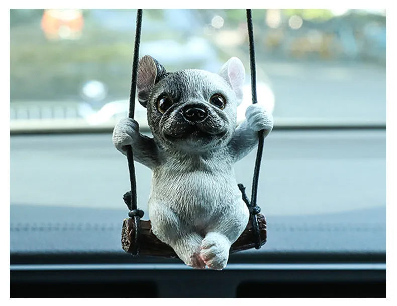Resin bulldog cartoon-style car hanging ornament for rearview mirror decoration