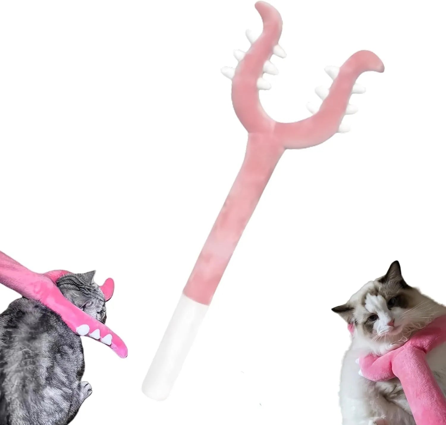 70cm blue and pink plush cat wand toy with oversized design for interactive pet play