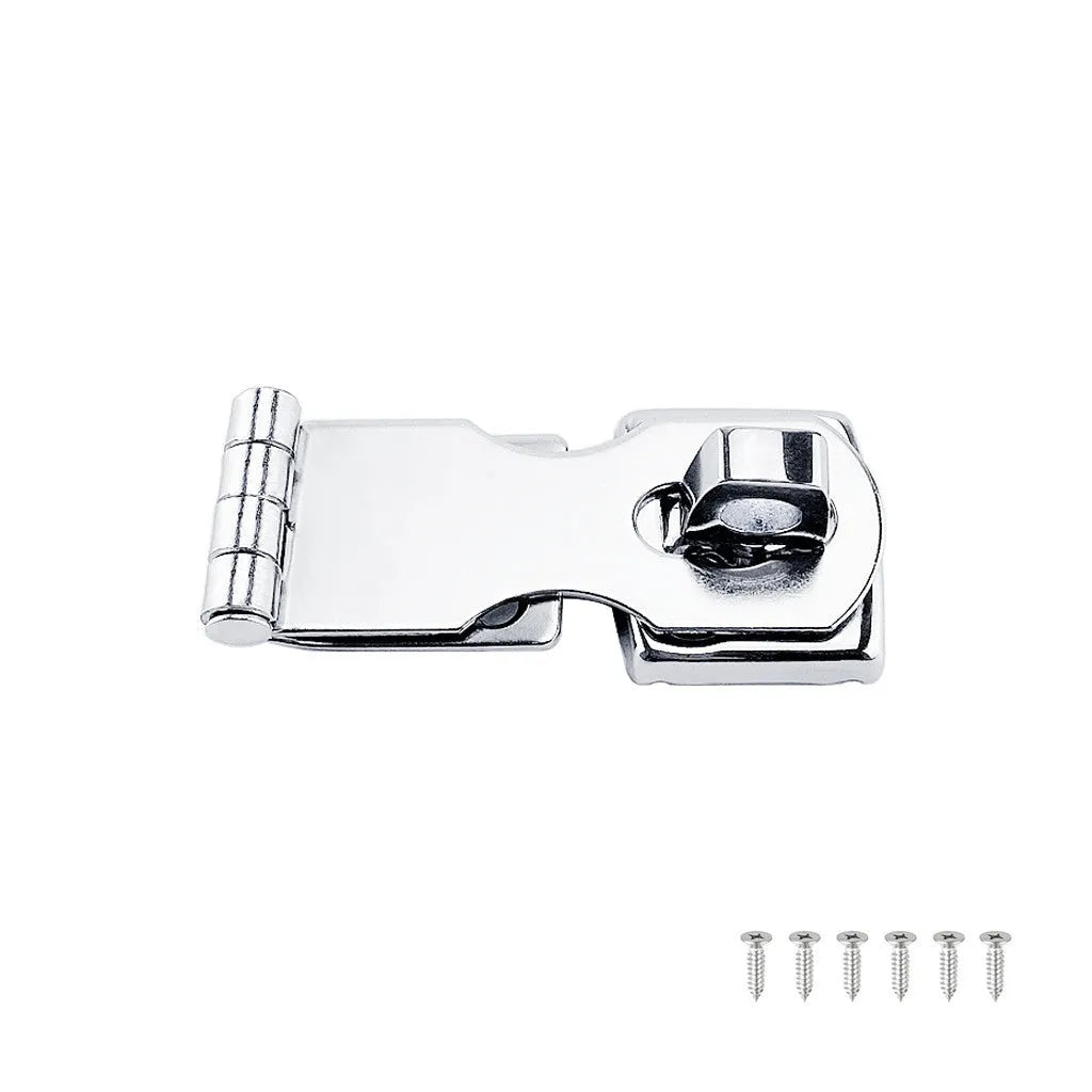 Silver 304 stainless steel lock hasp and bolt for cabinet or door security.