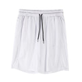 Men's black quick-dry mesh shorts with elastic waist, shown in a loose, casual fit.