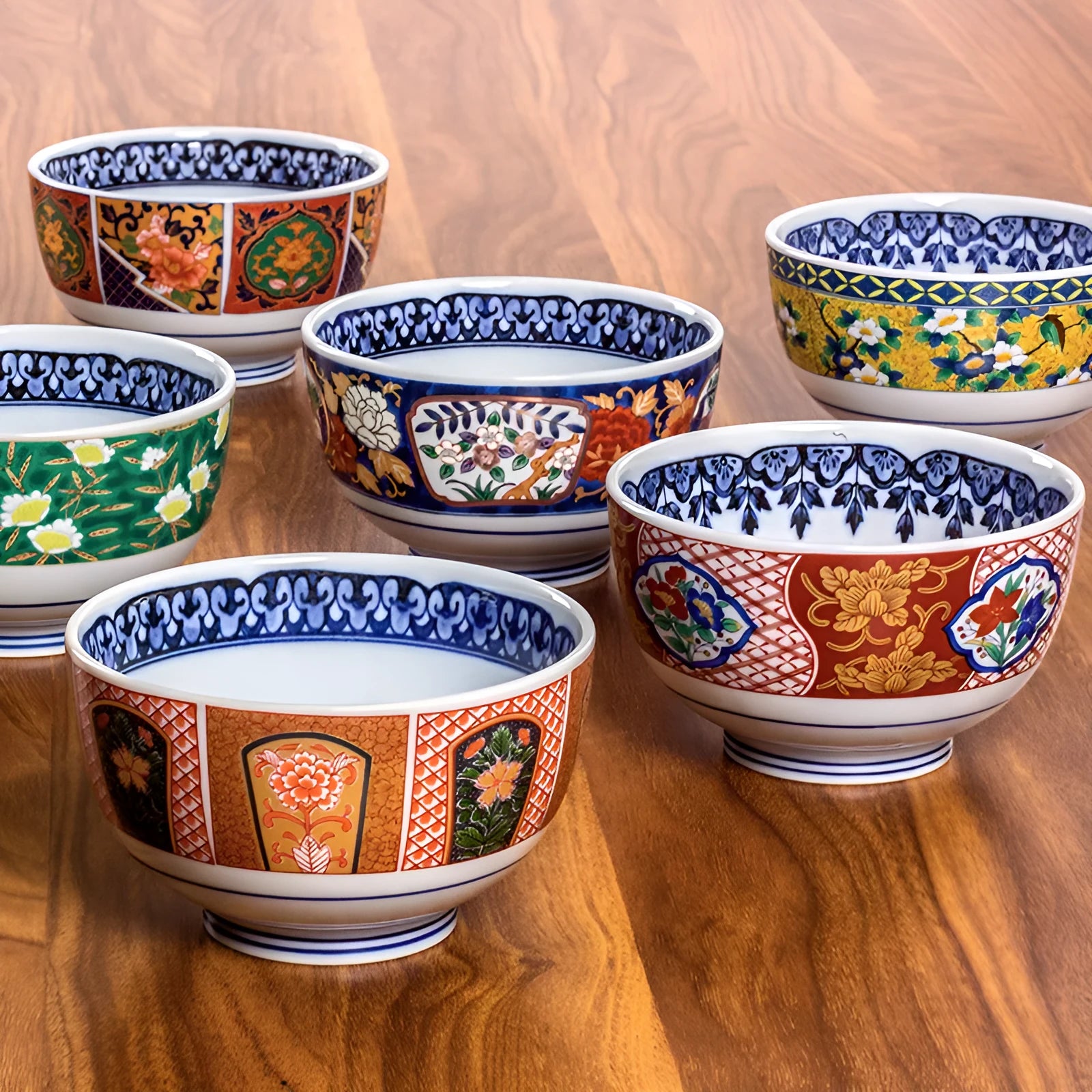 Golden retro style porcelain bowl with hand-painted peony pattern, 4 inches wide.