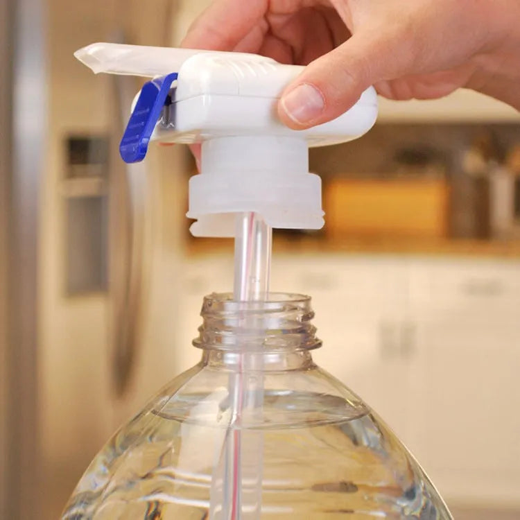 Manual electric-style drinking straw pump with press handle for milk and juice bottles