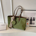 Women's large shoulder bag with casual tote design in horizontal square shape