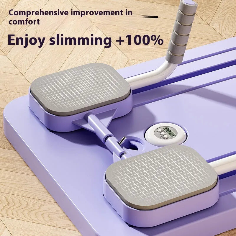Standard purple abdominal wheel fitness board with automatic rebound mechanism on a multi-functional PP platform.
