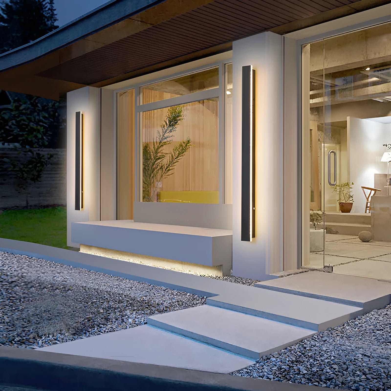 150cm outdoor LED strip wall lamp with wrought iron construction and IP65 waterproof rating