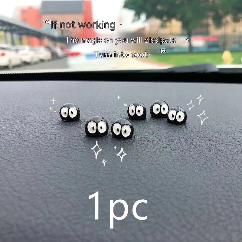 Black cartoon briquette car decoration made from resin with traceless tape