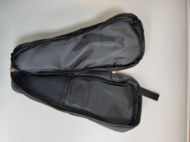 Black cloth storage bag for mobile phone stabilizer accessories with zippered closure