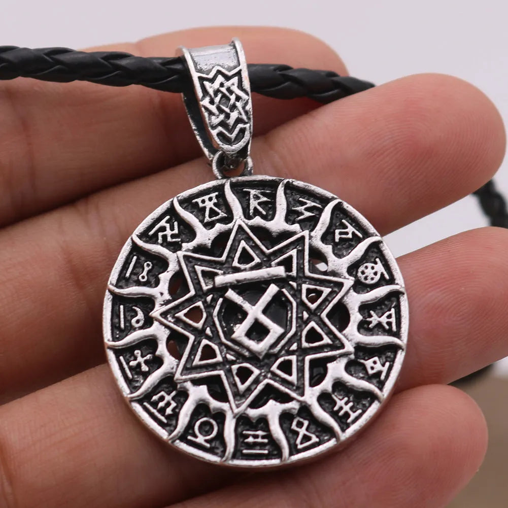 Lunavin pendant necklace with alloy construction and choice of leather rope or snake bones chain in antique silver or bronze